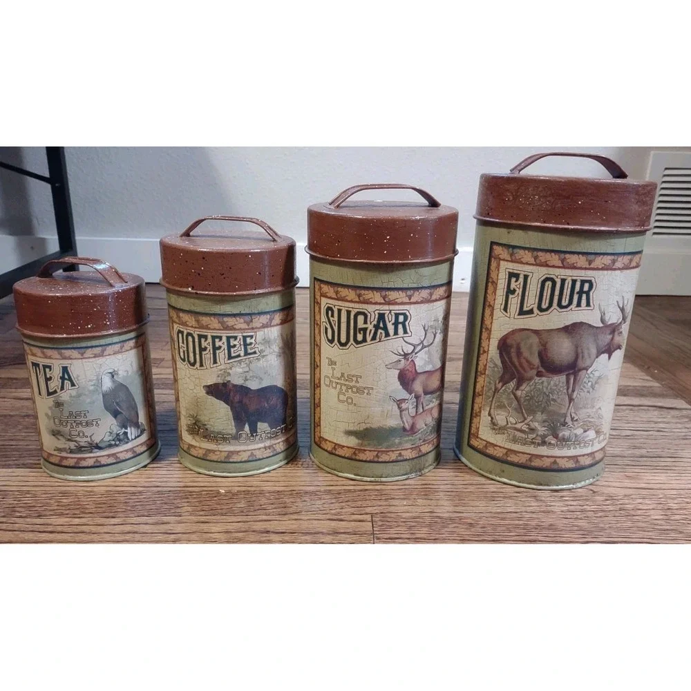 Ohio Wholesale Last Outpost Co Decorative Canister Set Wildlife Rustic Cabin 4pc